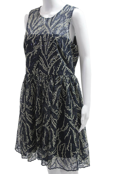 Belle Badgley Mischka Women Dark Blue Fit & Flare Knee Length Dress Size 12
