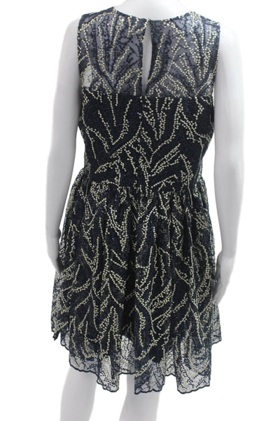 Belle Badgley Mischka Women Dark Blue Fit & Flare Knee Length Dress Size 12