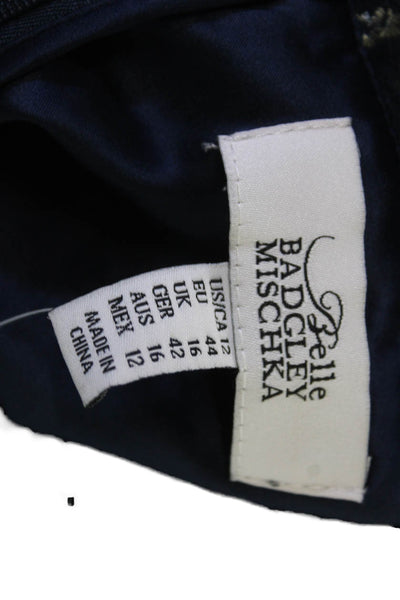 Belle Badgley Mischka Women Dark Blue Fit & Flare Knee Length Dress Size 12