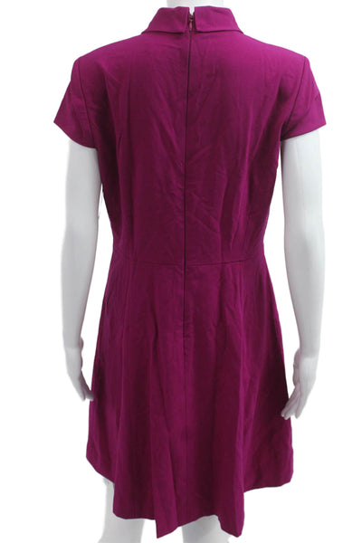 Tahari Levine Women A-Line Fit & Flare V-Neck Short Sleeve Purple Dress Size 8P