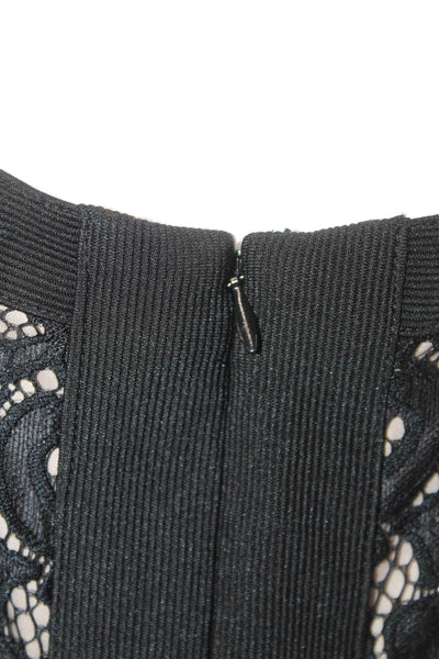 Adrianna Papell Women Black Sheath Dress V Neck Short Sleeve Size 8