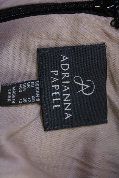 Adrianna Papell Women Black Sheath Dress V Neck Short Sleeve Size 8