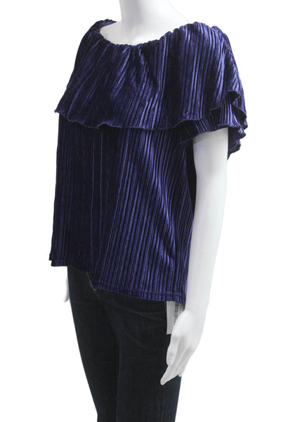 Sanctuary Women Dark Blue Striped Bohemian Short Sleeve Blouse Size M