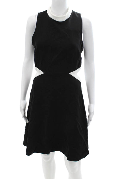 Rachel Zoe Women Fit & Flare Dress Black Sleeveless Mock Neck Zip Size 10