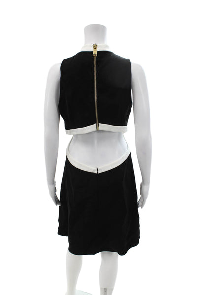 Rachel Zoe Women Fit & Flare Dress Black Sleeveless Mock Neck Zip Size 10