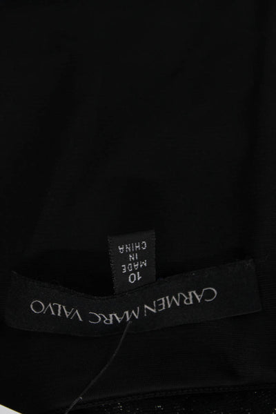 Carmen Marc Valvo Women Fit & Flare Tank Dress Black Square Neck Zip Size 10