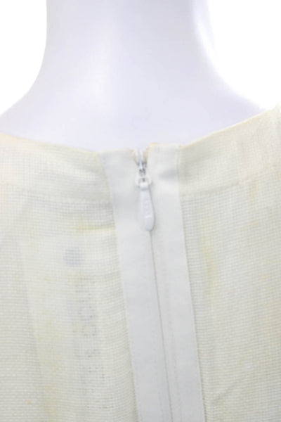 Tibi Women Beige Fit & Flare Mini Dress Striped Sleeveless Zip Size 6