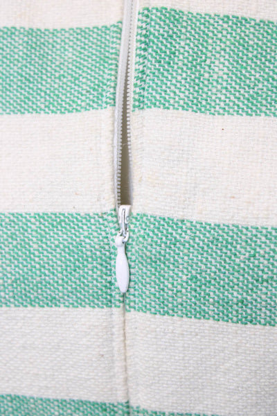 Tibi Women Beige Fit & Flare Mini Dress Striped Sleeveless Zip Size 6