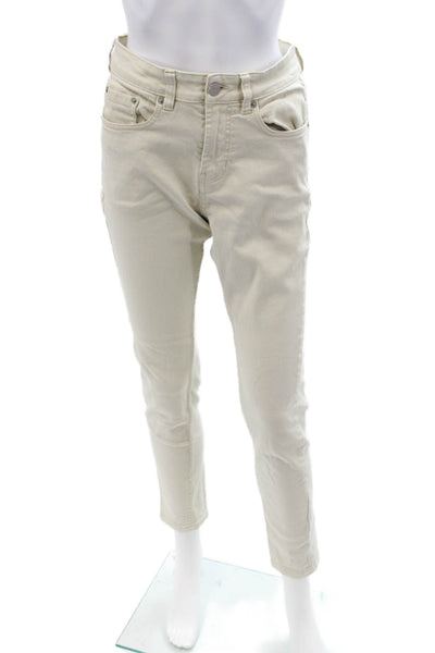 Lefties Unisex Beige Ankle Cropped High Rise Jeans Size 38