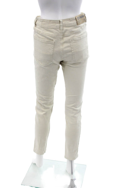 Lefties Unisex Beige Ankle Cropped High Rise Jeans Size 38