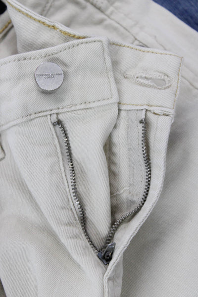Lefties Unisex Beige Ankle Cropped High Rise Jeans Size 38