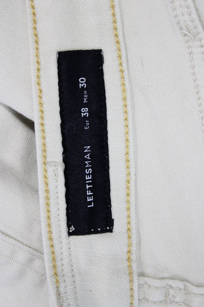 Lefties Unisex Beige Ankle Cropped High Rise Jeans Size 38