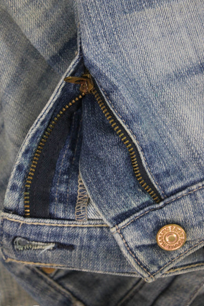 7 For All Mankind Womens Cropped Boyfriend Jeans Blue Low Rise Button Size 28