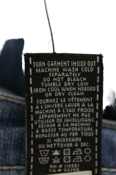 7 For All Mankind Womens Cropped Boyfriend Jeans Blue Low Rise Button Size 28