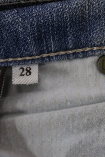 7 For All Mankind Womens Cropped Boyfriend Jeans Blue Low Rise Button Size 28
