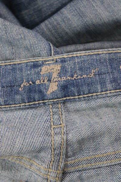 7 For All Mankind Womens Cropped Boyfriend Jeans Blue Low Rise Button Size 28