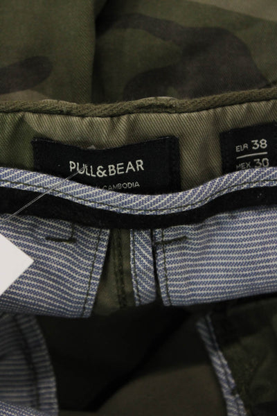 Pull & Bear Mens Cargo Jogger Pants Green Camouflage Size 38