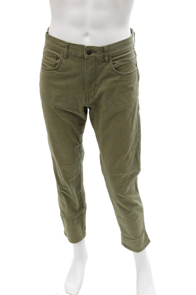 Lefties Mens Ankle Cropped Khakis Green Button Cotton Stretch Size 40