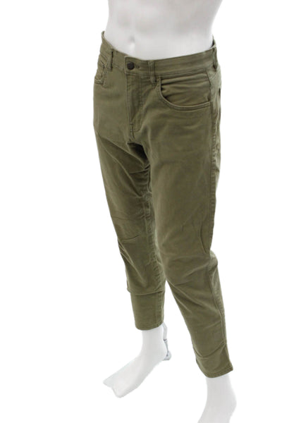 Lefties Mens Ankle Cropped Khakis Green Button Cotton Stretch Size 40