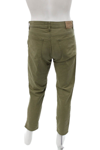 Lefties Mens Ankle Cropped Khakis Green Button Cotton Stretch Size 40