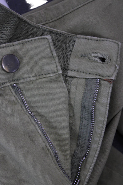 Lefties Mens Ankle Cropped Khakis Green Button Cotton Stretch Size 40