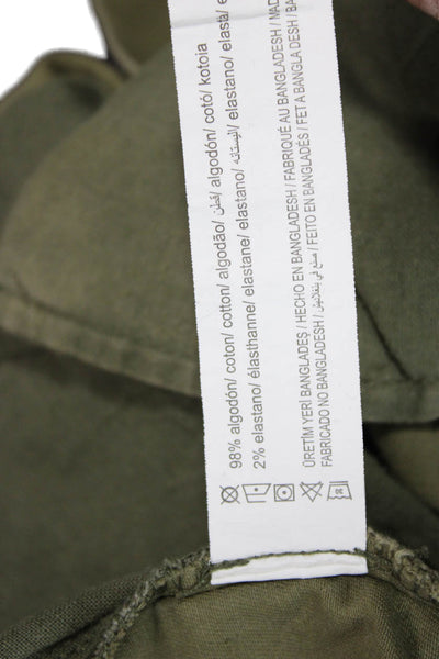 Lefties Mens Ankle Cropped Khakis Green Button Cotton Stretch Size 40
