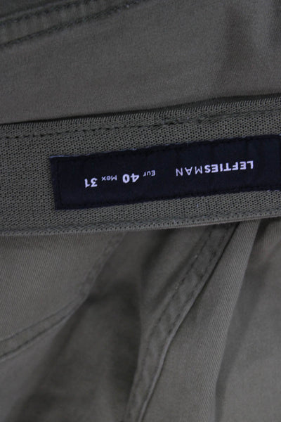 Lefties Mens Ankle Cropped Khakis Green Button Cotton Stretch Size 40