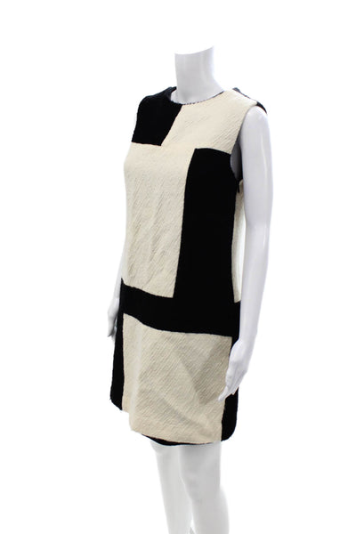 Milly Of New York Womens White Wool Geometric Shift Mini Dress Sleeveless Size 1