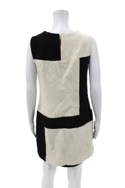 Milly Of New York Womens White Wool Geometric Shift Mini Dress Sleeveless Size 1