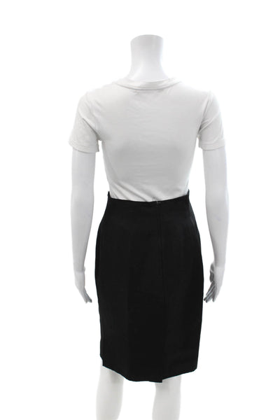 Calvin Klein Women Black Wool Blend Straight Pencil Skirt Knee Length Size 12
