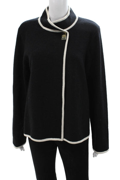 Calvin Klein Women Black Mock Neck Hook & Eye Long Sleeve Jacket Size M