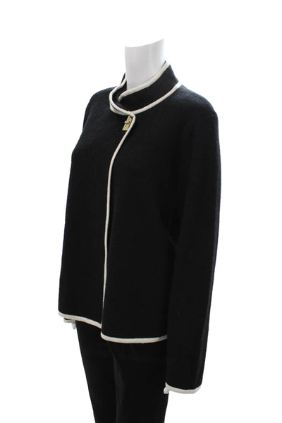 Calvin Klein Women Black Mock Neck Hook & Eye Long Sleeve Jacket Size M