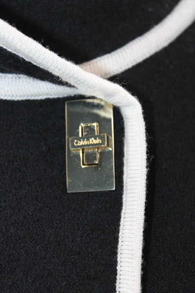 Calvin Klein Women Black Mock Neck Hook & Eye Long Sleeve Jacket Size M