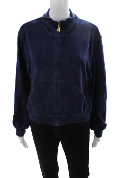 Escada Sport Unisex Full-zip Hoodie Dark Blue High Neck Long Sleeve Size M