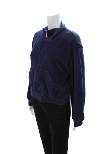 Escada Sport Unisex Full-zip Hoodie Dark Blue High Neck Long Sleeve Size M