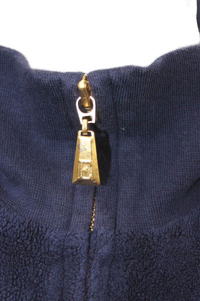 Escada Sport Unisex Full-zip Hoodie Dark Blue High Neck Long Sleeve Size M