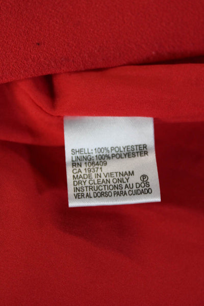 Tahari Womens Red Shift Dress Long Sleeve Round Neck Size 8