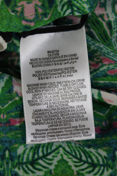 BCBGMAXAZRIA Women Shift Sundress Floral Sleeveless Midi Green Size M
