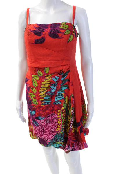 Nanette Lepore Womens Mini Sundress Red Square Neck Sleeveless Beach Size 6