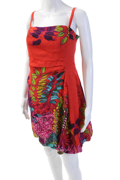 Nanette Lepore Womens Mini Sundress Red Square Neck Sleeveless Beach Size 6