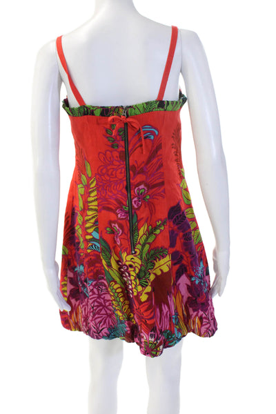 Nanette Lepore Womens Mini Sundress Red Square Neck Sleeveless Beach Size 6