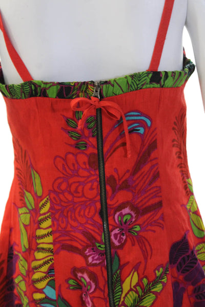 Nanette Lepore Womens Mini Sundress Red Square Neck Sleeveless Beach Size 6