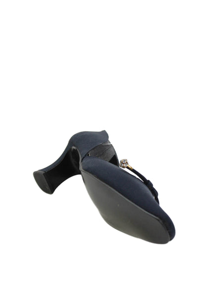 J. Renee Women's Bow Embellish Spool Heels Pumps Navy Blue Size 7