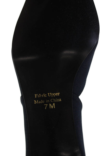 J. Renee Women's Bow Embellish Spool Heels Pumps Navy Blue Size 7