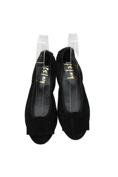 FS/NY Women's Round Toe Suede Slip-On Ballet Flats Shoes Black Size 7.5