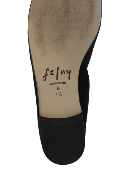 FS/NY Women's Round Toe Suede Slip-On Ballet Flats Shoes Black Size 7.5