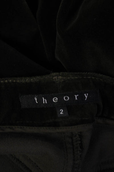 Theory Women Black Cotton Blend Pants Button Front 31in Size 2