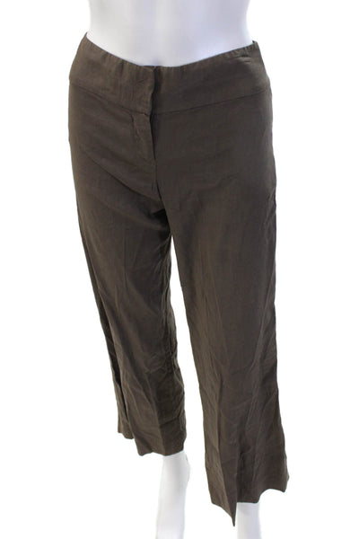 Theory Womens Cropped Brown Linen Blend Pants Size 0