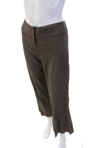 Theory Womens Cropped Brown Linen Blend Pants Size 0