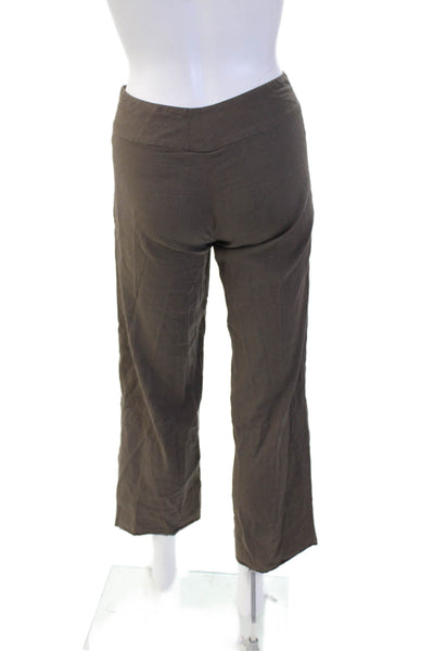 Theory Womens Cropped Brown Linen Blend Pants Size 0